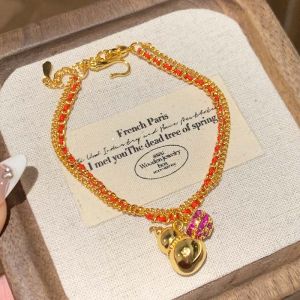 Double Layer Red Rope Snake Year Womens Hand Bracelet Hua You Xin Shi Brand Alloy Polished Surface National Style Jewelry