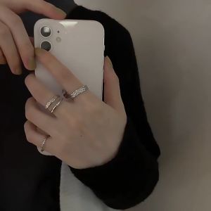 Nicedays🍒4PCS Cincin Desain Ceruk Wanita Cincin Terbuka Cincin Jari Telunjuk Modis dan Dapat Disesuaikan/Ring Set