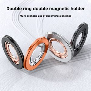 RQZN | Dual Ring Magnetic Phone Stand 360 Degree Rotation Strong Adhesion MagSafe Dual-Sided Magnetic Ring Holder Portable Car Mount