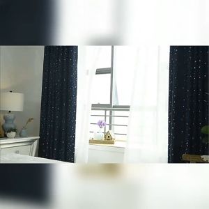 Design for 2024 Star printed curtain window with rings high quality makapal at mahaba blackout curtain for living room