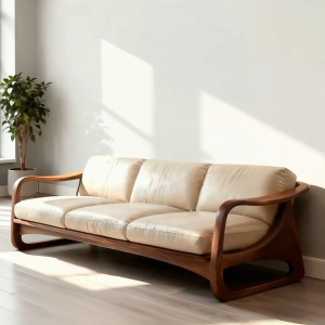 New Chinese Style Living Room Sofa Straight Row Black Walnut Wood Modern Simplicity Villa Reception Sofa North America