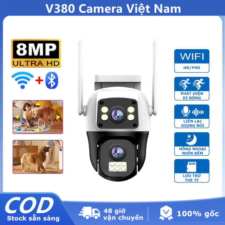 V380 Máy ảnh ngoài trời 2-Eye View 2 Màn hình quay 360 độ, màu sắc xem ...