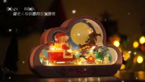 Blok bangunan Cermin Awan Natal Blok Bangunan DIY Ornamen Lampu Malam