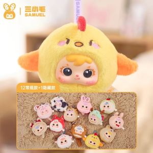 52TOYS | Samuel Mini The Twelve Chinese Zodiac Signs Plush Blind Box Kawaii Ornament Toys Backpack Pendant Mysterious Box Surprise Gifts
