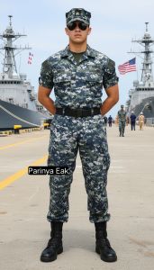 กางเกงทหารลายพราง บลูเบอรี่งานแท้กองทัพ US NAVY เอว 32-33"