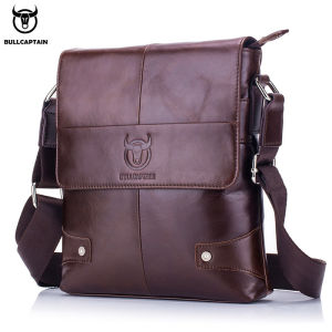 BULLCAPTAIN Mens Bag Leather Messenger Shoulder Bag Leather Messenger Handbag Mens Fashion Business Bag