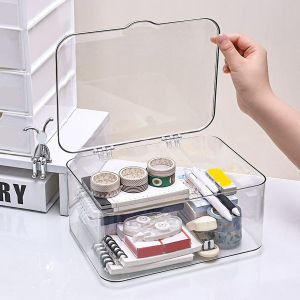 Plastic storage box covered storage box flip top desktop storage container office supplies stationery cosmetics storage