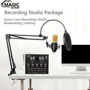 Podcast Microphone Set with BM800 Microphone for Gamers and All-in-One DJ Mixer for Live Streaming Singing YouTube and Gaming