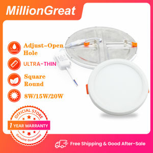 Ceiling Downlight 20W 15W 8W Square/Round Adjustable Spring Recessed Downlight White/Warm White for Bedrrom Living room Kitchen