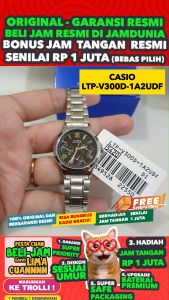 CASIO ORIGINAL - CASIO LTP-V300D-1A2 - Analog Timepieces - WOMEN - Stainless - Silver Hitam - JD18ST # Jam Tangan Wanita Cewek Anti Air Digital Analog + CASIO LTP V300D 1A LTP-V300D V 300 D LTPV300 LTP-V300 LTPV300D LTP-300 LTP-V300D-1A V300 $ WR0 STS KC7