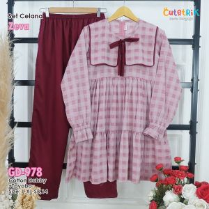 SET CELANA KIDS AND TEEN KOREAN LOOK ZEVA BY CUTETRIK SIMPEL CANTIK ONE SET ANAK TANGGUNG DAN REMAJA MOTIF KOTAK