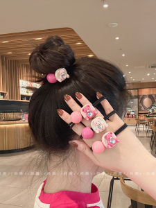 ริบบิ้นยางรัดผมรูปหมีหัวใจเพชร ยางรัดผมทรงกลม ทรงเรียบง่าย ทนทานสำหรับเด็กผู้หญิง ริบบิ้นแฟชั่น ริบบิ้นยางรัดผม