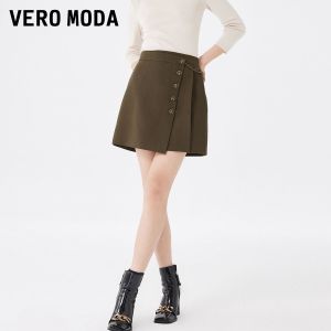 Vero Moda High Waist Asymmetrical Simple Fashionable Midi Skirt Pure Color Versatile Polyester Blend Spring Summer 2024