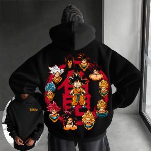 Bandai | 2025 Bandai Velvet Hoodie Classic Anime Dragon Ball Light Effect Printed Loose Y2k High Quality Super Autumn/Winter Sweatshirt