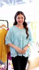 เสื้อลูกไม้ เสื้อคนแก่ เสื้อใส่ออกงาน เสื้อใส่งานบุญ แขนสามส่วน คอกลม รอบอก44-46-48นิ้ว ฝากแม่ ฝากยาย ญาติผู้ใหญ่