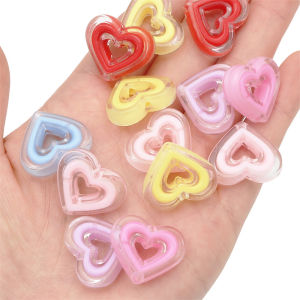 5pcs Fashion Acrylic Transparent Heart Beads Loose Spacer Beads For Handmade Bracelet Necklace Keychain DIY Jewelry Craft Making Accessories