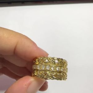 Huitan Noble Women Ring Gold Color Cross Design Inlaid Shining Cubic Zirconia Party Wedding Accessories Royal Fashion Jewelry