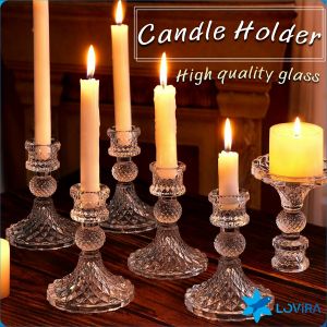LoviRa European Vintage Crystal Glass Candle Holders Romantic Ornaments Candle Holder Home Decoration