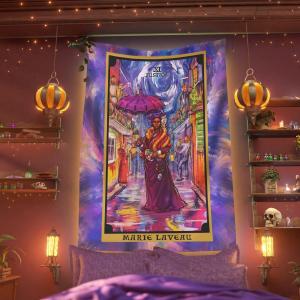 VIKAMA Mary Lavotaro Tapestry Voodoo Style Wall Decoration Living Room Meditation Room Mystery Theme Party Room Decoration
