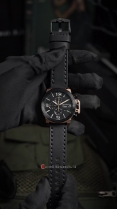 Jam Tangan Pria Alexandre Christie Chronograph AC 6280 GCLBRBASL Black Dial Black Leather Strap