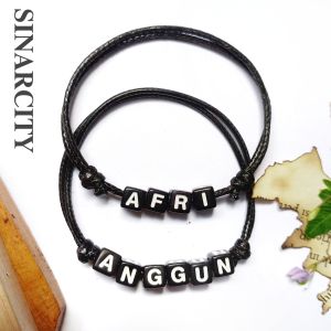 Sinarcity Gelang Nama Tali | Harga Per 1 pcs | Gelang Nama | Kubik Hitam | Gelang Custom | Cocok Untuk Gelang Peersahabatan| Aksesoris | Gelang Nama Custom I Gelang aesthetic I Gelang Tali I Gelang estetik I COD I Gelang Custom I Gelang murah I