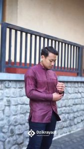 Kemeja Koko Lengan Panjang Dzikrayaat DZ-556 Ar Razi Maroon Panjang - Baju Koko Dzikroyat/Zikroyat