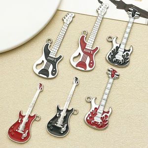 Mix 2/6pcs alloy drip oil white K guitar pendant accessories DIY necklace earring keychain jewelry making fashion accessories