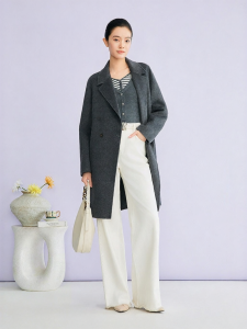 YINER | New 2026 Commuting Suit Lapel Silk Wool Cashmere Blend Double-faced Coat