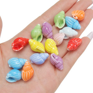 2pcs Handmade Colorful Conch Shape Ceramic Beads Charm Loose Spacer Beads For Handmade Bracelet Necklace Earring Keychain DIY Craft Jewelry Making Accessories