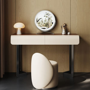 GOOFANSER | Retro Style Wooden Dressing Table with Mirror Simplified Italian Design Storage and Organization