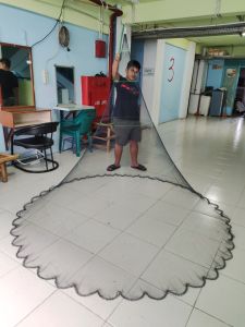 Jala lempar 27 meter atau 9 feet bahan benang nilon lubang kecil udang ikan