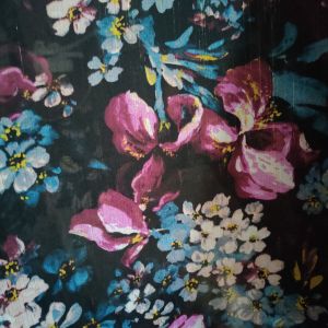 Black Floral Chiffon Fabric sold per yard