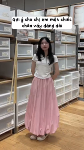Chân Váy Nữ WOMAN BASIC Dáng Bí Ngô Chữ A Cạp Cao Tôn Dáng Dễ Thương Chân Váy Nữ Dáng Dài 2 Lớp Chất Gió Cao Cấp Lưng Chun Co Giãn Mặc Đi Chơi Đi Làm Đi Học CV62