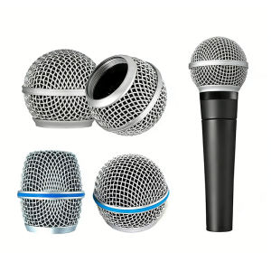 Replacement Microphone Head Steel Grille Ball Cover for Shure SM58 Beta58A 87A Mesh Head Microphone Accessories