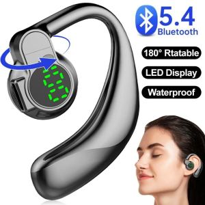 Wireless Bluetooth 5.4 Headphones 180 Degree Rotatable Handsfree Bone Conduction Ear Hooks Noise Canceling Earphones with Microphone