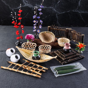 Japanese Style Sushi Decoration Bamboo Fence Plate Dish Decorative Kitchen Tools Cooking Utensils Sake Accessories Food Props
