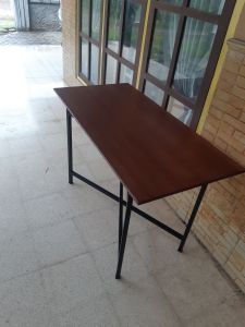 Meja lipat 120x60cm rangka besi 3x3 papan HPL 16 kuat kokoh awet