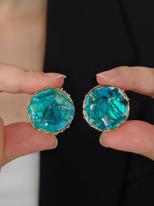 Blue Abalone Shell Earrings New Chinese Style Luxury Sensation Womens Fashion Jewelry round Shape Earring Vintage Style