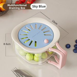 Vilscijon | Multi-use Drainable Fruit and Vegetable Basket With Lid Foldable Handle
