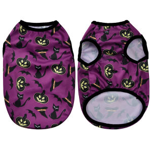 Halloween Pet Vest for Small Medium Dogs Cats Autumn Winter Costume Pumpkin Print Cosplay Outfit Chihuahua Pug French Bulldog