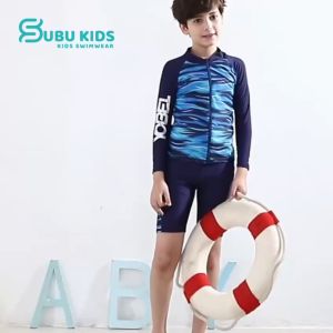 Đồ bơi cho bé trai dài tay SIZE đại quần lửng dây khóa kéo phía trước chống nắng từ 20-55kg Subu Kids