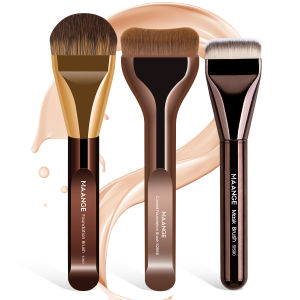 MAANGE | MAANGE 3pcs Makeup Brushes Aluminum Tube Makeup Brush Foundation Makeup Brush Thin Foundation Brush Kabuki Makeup Tools for Girl