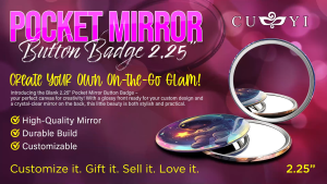 Cuyi 100pcs 58mm Cosmetic Mirror Blank Button Badge Set