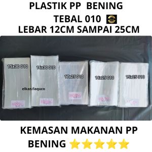 Plastik PP BENING tebal 010 UKURAN 12X15 12X20 13X25 14X25 15X20 15X25 25X40 Plastik bening makanan