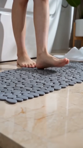 Anti Slip Pebble Massage Shower Mat anti slip bath mat Quick Drain Bathroom Floor Mat With Suction Cups