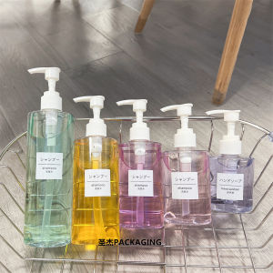 Hotel Bathroom Plastic Dispenser Bottle Macaron Color Shoulder Plastic Squeeze Bottle for Shower Gel Shampoo Laundry Liquid