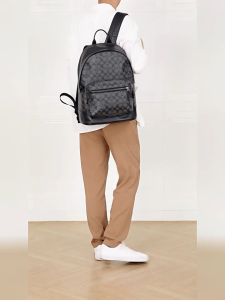 bag official store Mens big black blue striped backpack schoolbag 39646 Size: 44*35*14cm