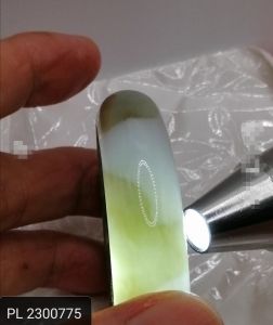 ❤️100% Authentic Brand New Set "A"Grade (Size "D57.2mm" ) Burmese jade bangle beautiful auspicious milky based lake green colour good translucency lustrous appearances natural cloud patterned unique broad body Cutting collectable item symbolize luck