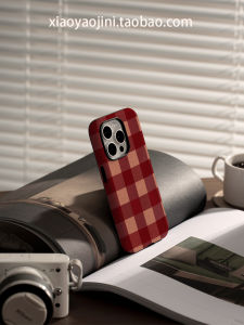 Red Plaid iPhone 17 pro Max Case Korea Japan Style Matte Finish Two-In-One Design Apple 17 New Model Creative 16 pro Max