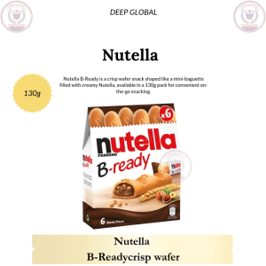 Nutella B-Ready Crisp Wafer 130g - Creamy Mini-Baguette Snack Pack of 6 Crisp Texture Perfect for On-The-Go Snacking